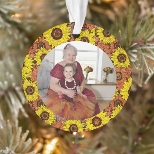 秋のひまわり模様 オーナメント (ツリー)