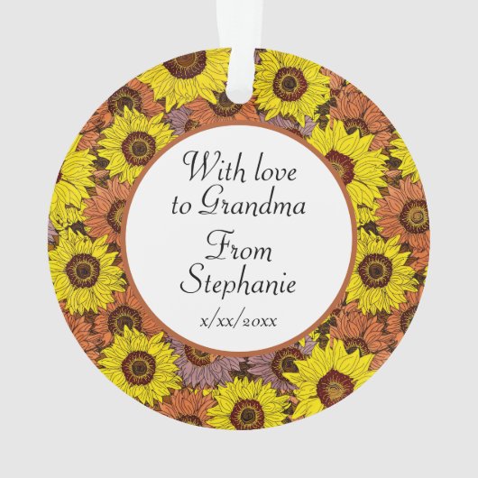秋のひまわり模様 オーナメント (裏面)