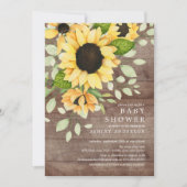秋のひまわり素朴フローラ赤ちゃんシャワー 招待状 (正面)