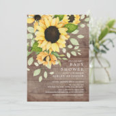 秋のひまわり素朴フローラ赤ちゃんシャワー 招待状 (スタンド正面)