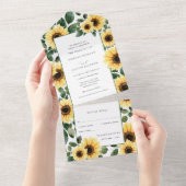 秋のひまわり結婚が一つの招待状に オールインワン招待状 (貼ってはがせる)