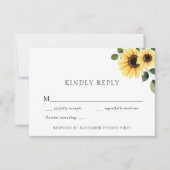 秋のひまわり結婚の応答カード 招待状 (正面)