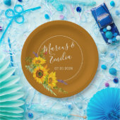 秋のひまわり結婚の花 ペーパープレート (パーティー)