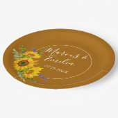 秋のひまわり結婚の花 ペーパープレート (アングル)