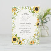秋のひまわり緑の結婚式招待状 招待状 (スタンド正面)