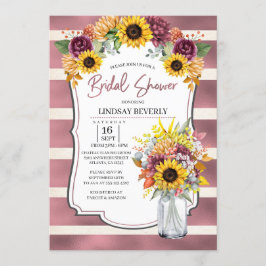 秋のひまわり花瓶ブライダルシャワー招待 招待状