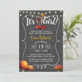 秋のひまわり鹿ガールチョークボードベビーシャワー 招待状 (スタンド正面)