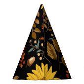 秋のひまわり：カエデ黒背景 パーティーハット (裏面)