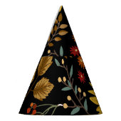 秋のひまわり：カエデ黒背景 パーティーハット (左)