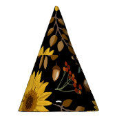 秋のひまわり：カエデ黒背景 パーティーハット (右)