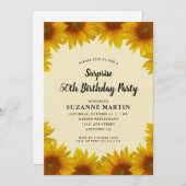 秋のひまわり | サプライズ50歳の誕生日パーティー 招待状 (正面/裏面)