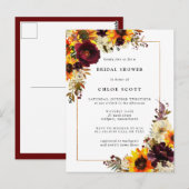 秋のひまわり ブライダルシャワー招待状 ポストカード (正面/裏面)