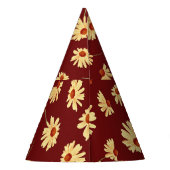 秋のひまわり：マルーンのシームレスデザイン パーティーハット (裏面)