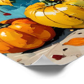 秋のひまわり、秋ひまわり、かぼちゃの ポスター (角)