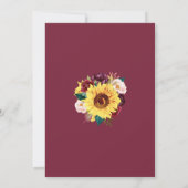 秋のひまわり 赤いバラ 花のウェディング 招待状 (裏面)