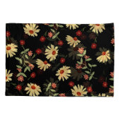 秋のひまわり：赤オレンジ色調和。 枕カバー (裏面)