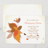 秋のひよこ感謝祭の食事への招待 招待状 (正面/裏面)