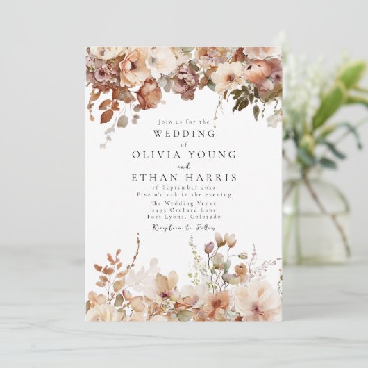 秋のぶら下がった花模様 招待状 (スタンド正面)