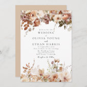 秋のぶら下がった花模様 招待状 (正面/裏面)