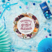 秋のぼほパーソナライズされたフローラ感謝祭 ペーパープレート (パーティー)