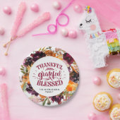 秋のぼほパーソナライズされたフローラ感謝祭 ペーパープレート (パーティー)