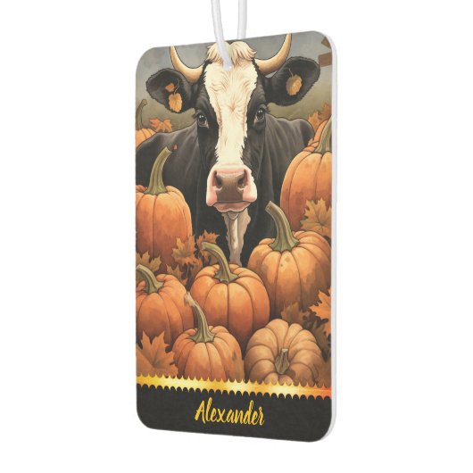 秋のよくはしゃぐカラフルの中の牛 カーエアーフレッシュナー (左)