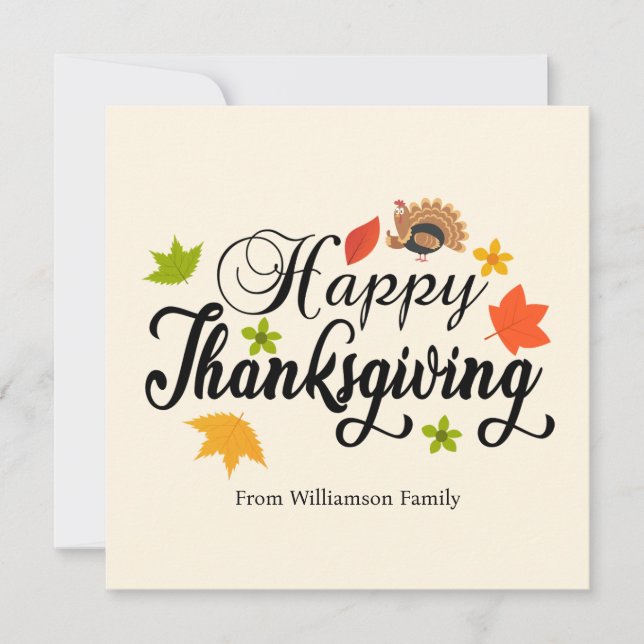 秋のよくはしゃぐ感謝祭カードにリトルトルコ (正面)