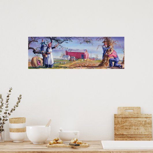 秋のアイオワファームライフJohn O. Robert Sharp 1940 ポスター (キッチン)