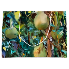 秋のアクリルアートのカラバッシュツリーグルド ラージペーパーバッグ