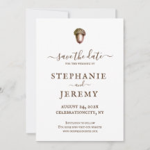 秋のアコーンセーブザデイト招待状