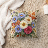 秋のアスターとダリアスの花束 クッション (ブランケット)