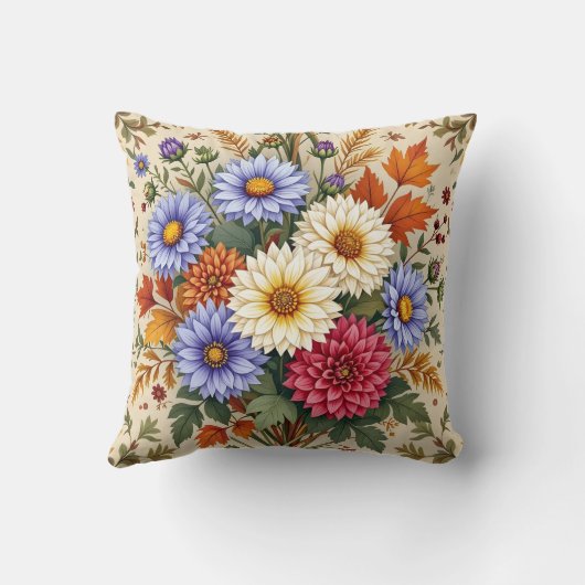 秋のアスターとダリアスの花束 クッション (裏面)