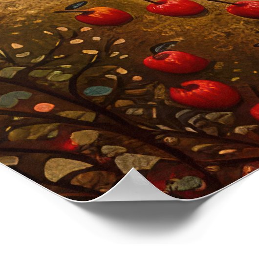 秋のアップルハーベストフォークアートオイル絵画ポスター ポスター (角)