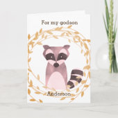 秋のアライグマの誕生日のGodson カード (正面)