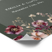 秋のアーチダークグリーン書道結婚の歓迎 ポスター (角)