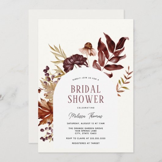 秋のアーチブライダルシャワー 招待状 (正面/裏面)