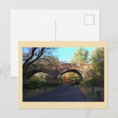 秋のアーチ橋を描いた公園はがき ポストカード (正面/裏面)