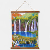 秋のアートのクロアチアの滝、プリツヴィツェ湖 吊り下げ型タペストリー (正面)