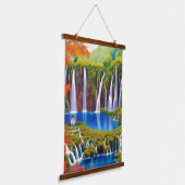 秋のアートのクロアチアの滝、プリツヴィツェ湖 吊り下げ型タペストリー (傾斜あり)