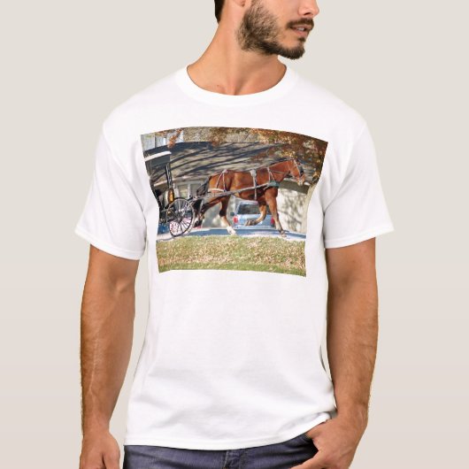 秋のアーミッシュの馬 Tシャツ (正面)