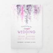 秋のインディゴ水彩画の結婚式オールインワン 三つ折り招待状 (カバー)