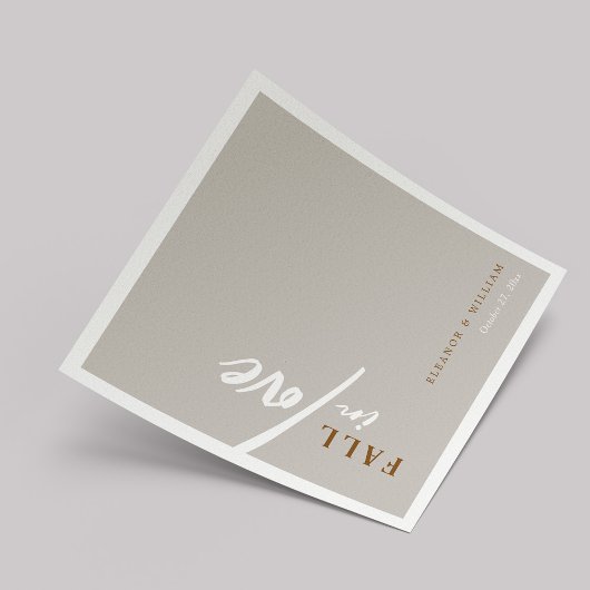 秋のウィスパーモダン:スクリプトタイポグラフィ結婚の スタンダードカクテルナプキン