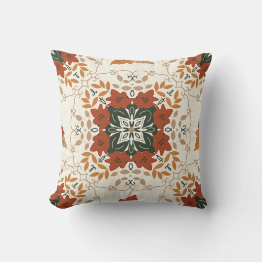 秋のウィスパー:フローラ幾何学的ブレンド クッション (正面)