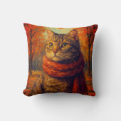 秋のウィッカーズコージーな猫の秋風 クッション (正面)
