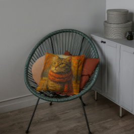 秋のウィッカーズコージーな猫の秋風 クッション