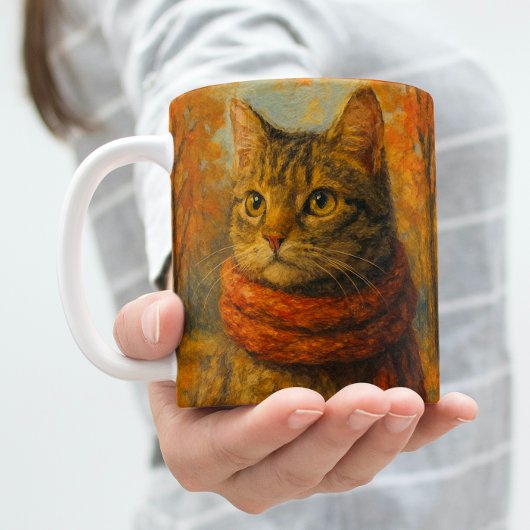 秋のウィッカーズコージーな猫の秋風 コーヒーマグカップ