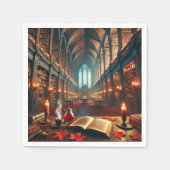 秋のウィムシグト魔法の図書館のデコパージュ スタンダードカクテルナプキン (正面)
