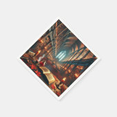 秋のウィムシグト魔法の図書館のデコパージュ スタンダードカクテルナプキン (角)