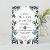 秋のウェディング🍂ディープブルーの花でエレガントに💙 招待状 (スタンド正面)