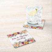 秋のウェディングレセプションウォーターパーソナライズされたカラー スクエアペーパーコースター (インサイチュ)